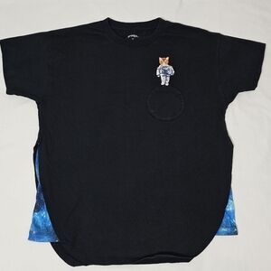 Graniph Astro Cat Embroidered Graphic T-Shirt Black SS Japan Streetwear